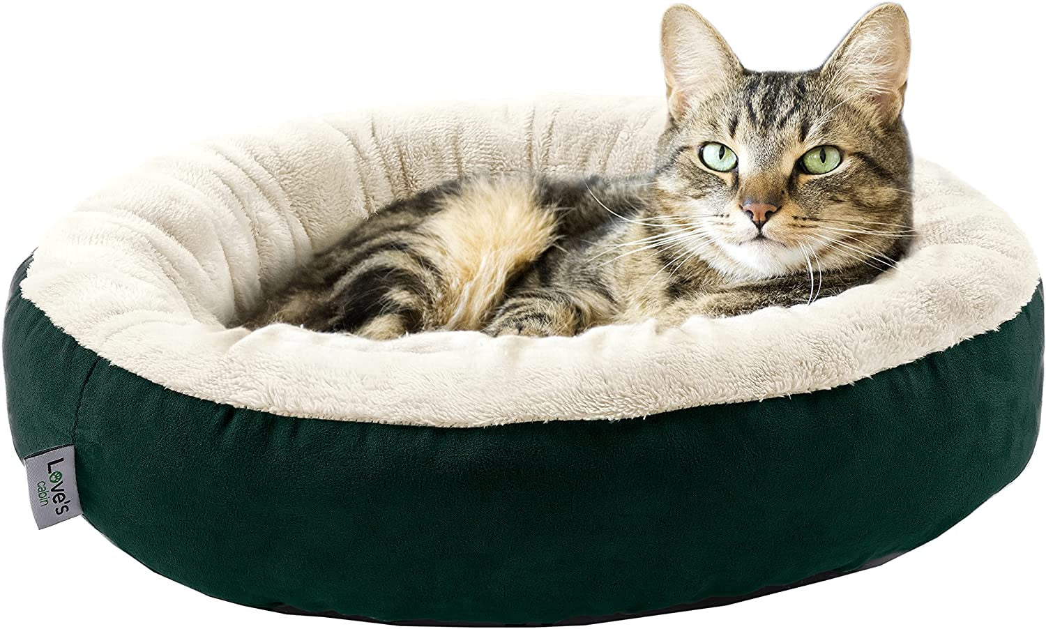 Love'S Cabin round Donut Cat and Dog Cushion Bed, 20In Bed for Cats or Small Dogs, Anti-Slip & Water-Resistant Bottom, Super Soft Durable Fabric Pet Beds, Washable Luxury Cat & Dog Bed Gray