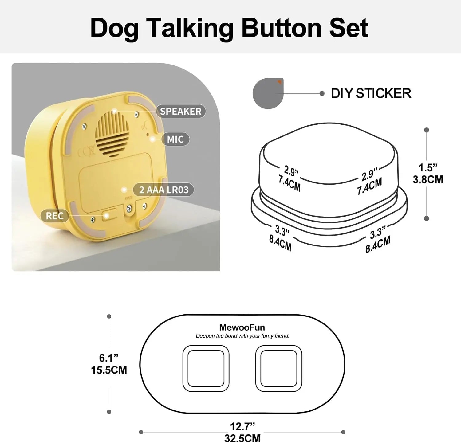 Voice Recording Button Pet Toys Dog Buttons for Communication Pet Training Buzzer Recordable Talking Button with Mat