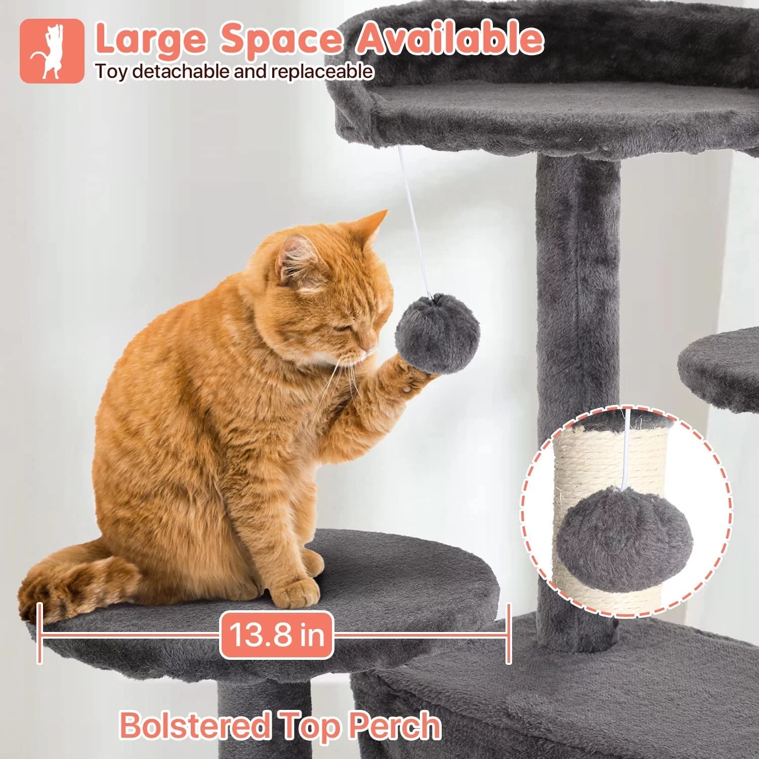 54-In Double Condo Cat Tree Tower Playhouse with Scratching Post & Perch for Indoor