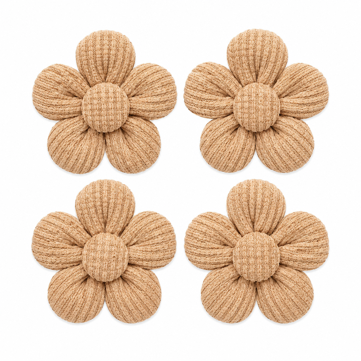 Beige flower pet hair ties pack of 4 for grooming and photos