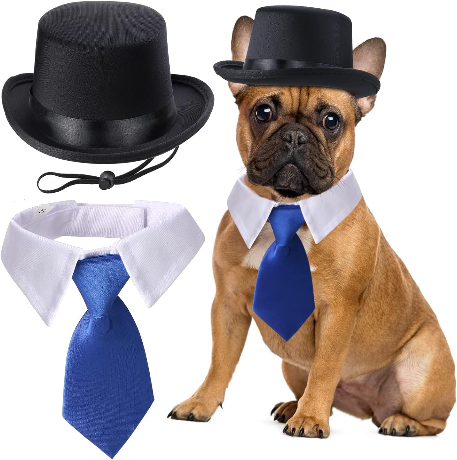 Yewong 2 Pieces Pet Formal Accessories Set - Pet Top Hat with Pet Formal Necktie/Bowtie Birthday Party Gradation Halloween Costumes Accessories for Dog Cat (Black-A) One Size