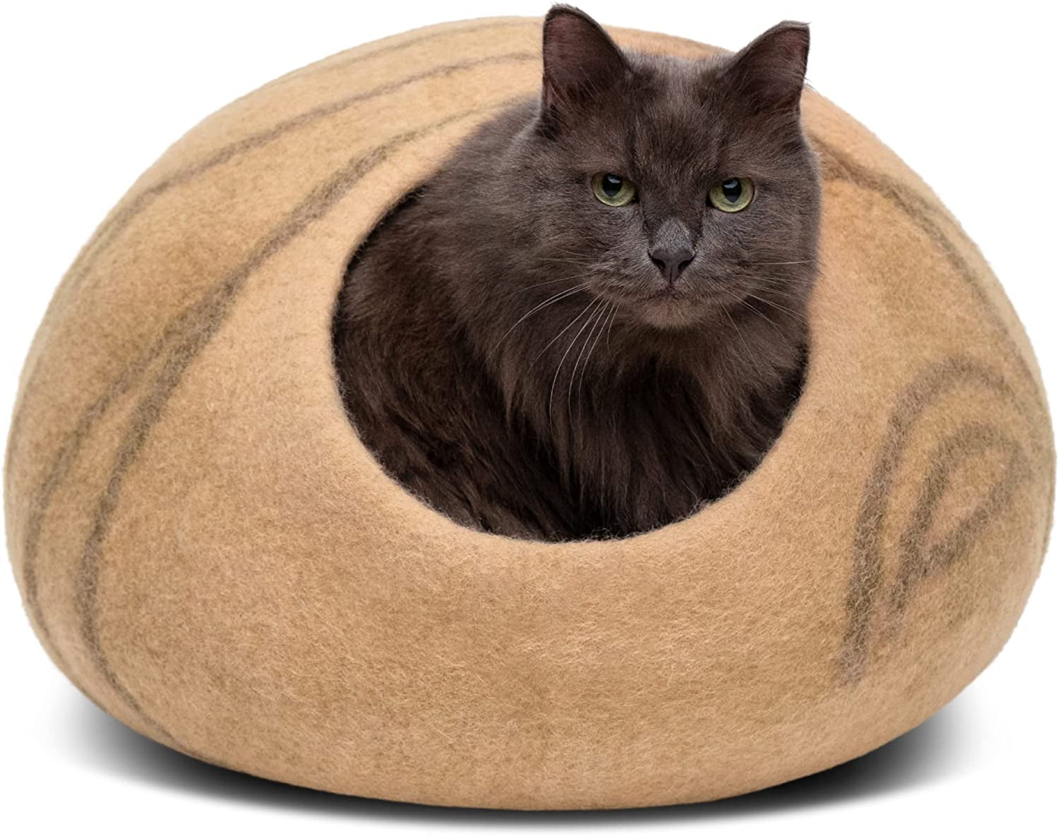 MEOWFIA Cat Bed Cave Premium Felt - Handmade 100% Merino Wool Bed for Cats and Kittens (Light Shades) (Medium, Aquamarine)