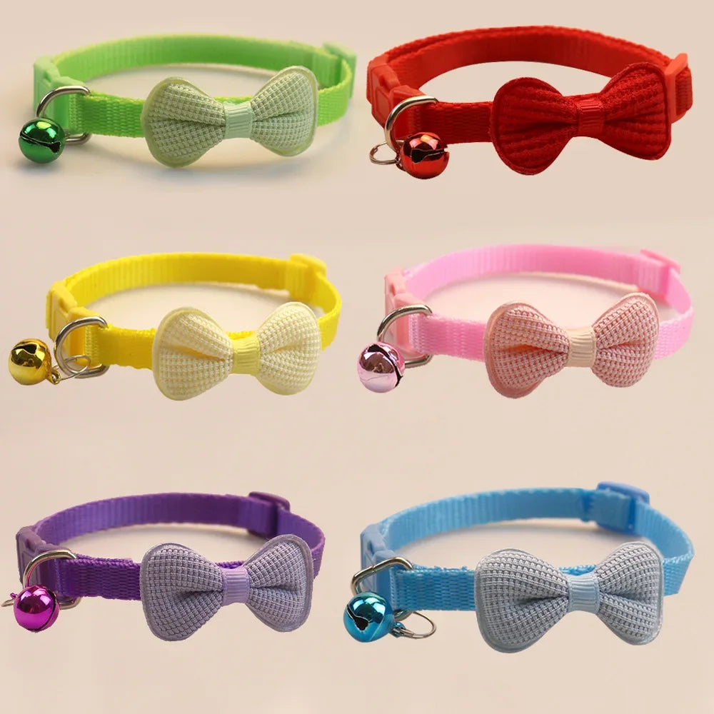 Adorable Multicolor Adjustable Pet Bow Bell Collars - Perfect Accessories for Your Furry Friends!