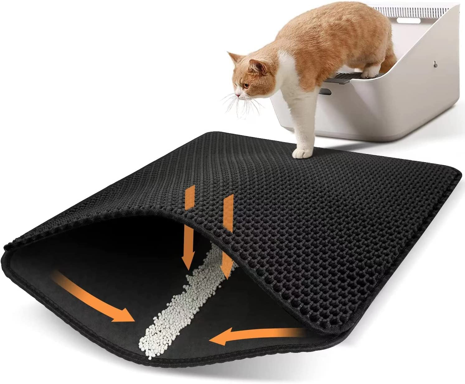 Honeycomb Double Layer Cat Litter Mat - Traps Litter, Controls Scatter, Easy to Clean