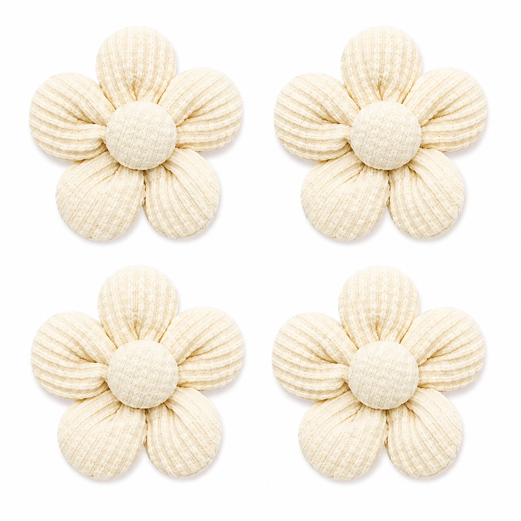 Fold Paws Flower Dog Bows – Pack of 4 Cute Ribbed Pet Bows