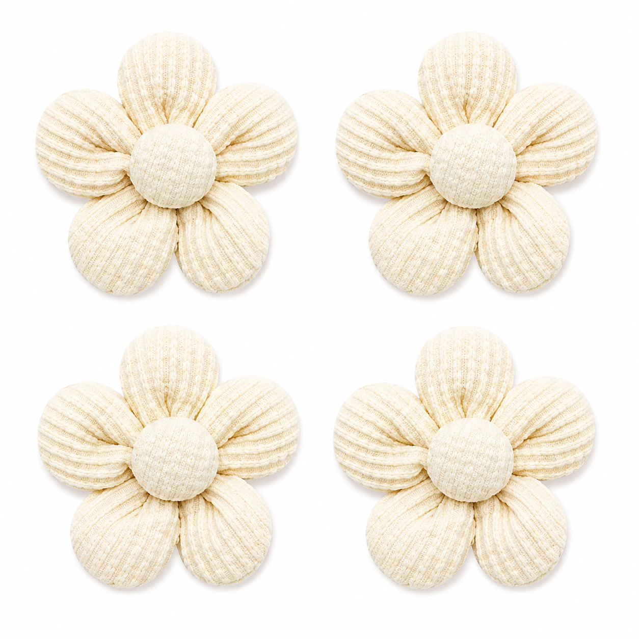 Fold Paws Flower Dog Bows – Pack of 4 Cute Ribbed Pet Bows
