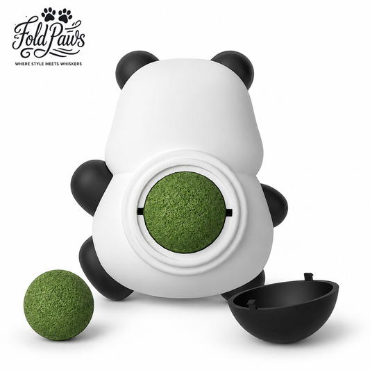 Fold Paws Panda Rotating Catnip Wall Toy – 360° Catnip Ball for Cats