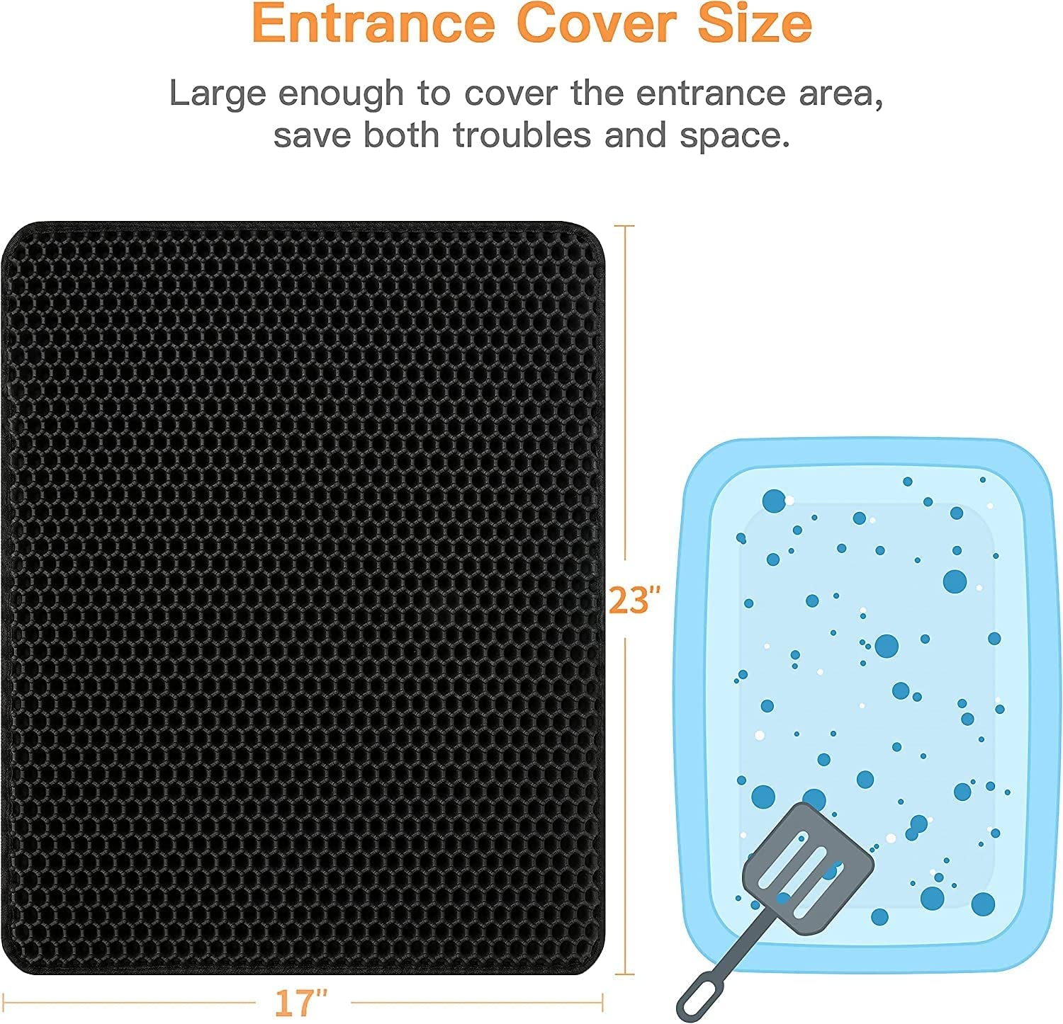 Honeycomb Double Layer Cat Litter Mat - Traps Litter, Controls Scatter, Easy to Clean