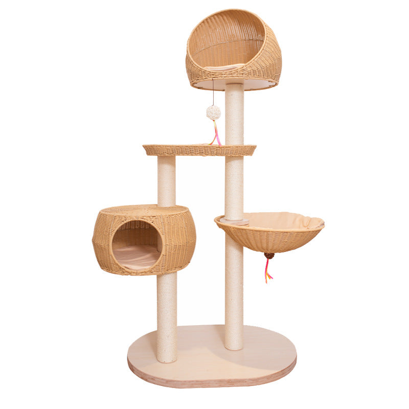 Luxury Multi-Layer Solid Wood Cat Tree - Stylish & Durable Cat Furniture