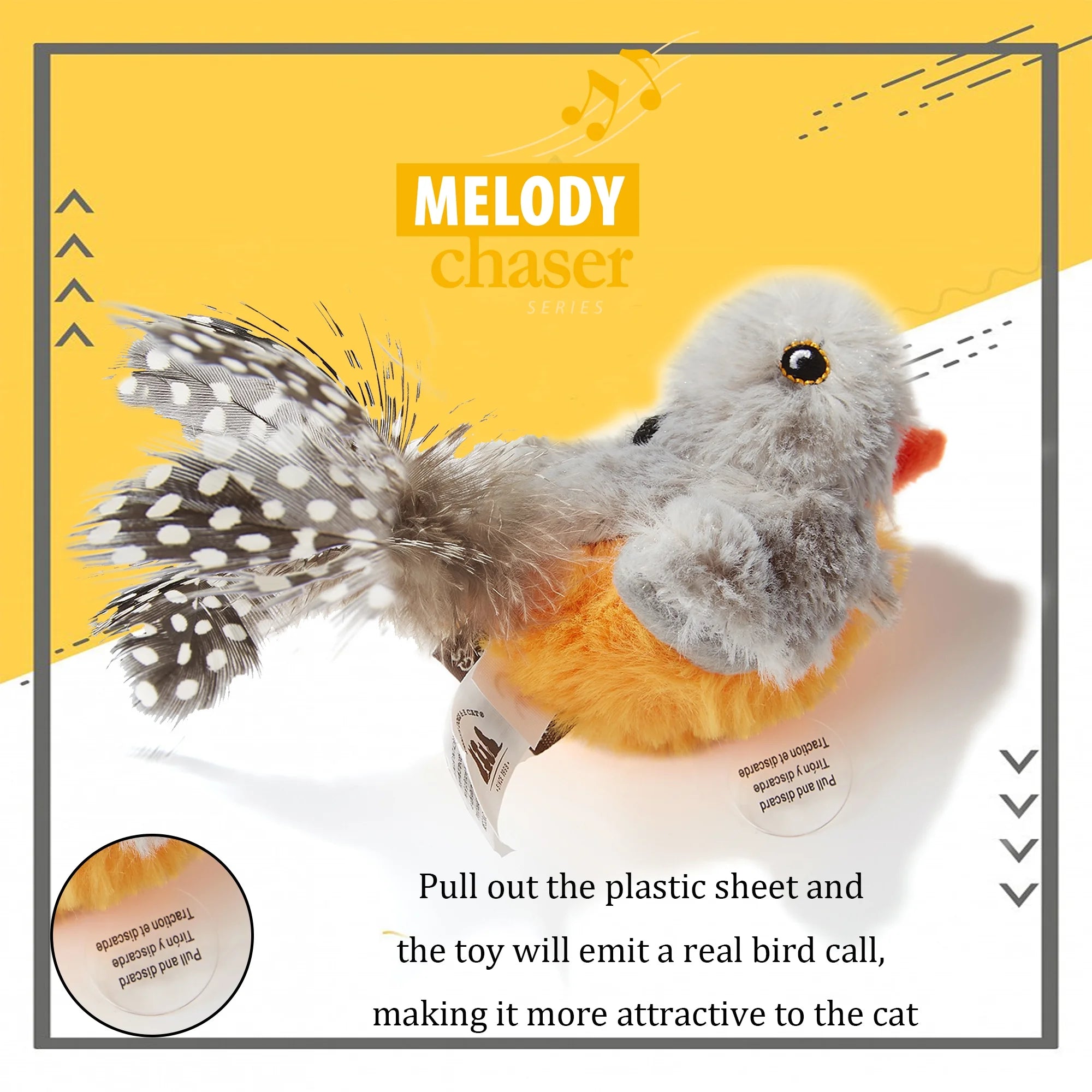 Interactive Cat Toys Grey Bird Cat Toy Sound Automatic Melody Chaser Kitten