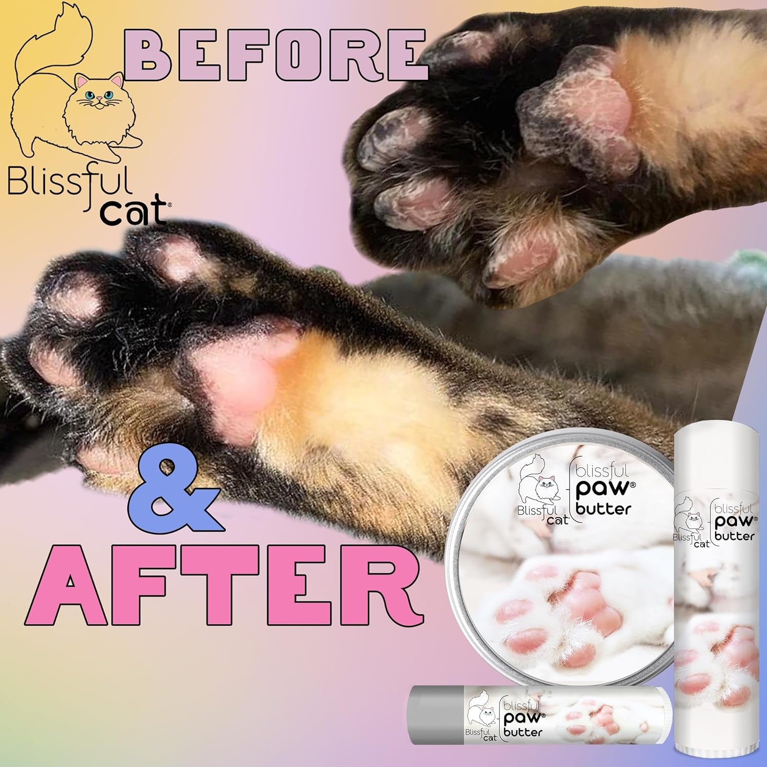 The Blissful Cat Paw Butter, Moisturizer for Dry & Rough Paw Pads, Lick-Safe Cat Paw Balm