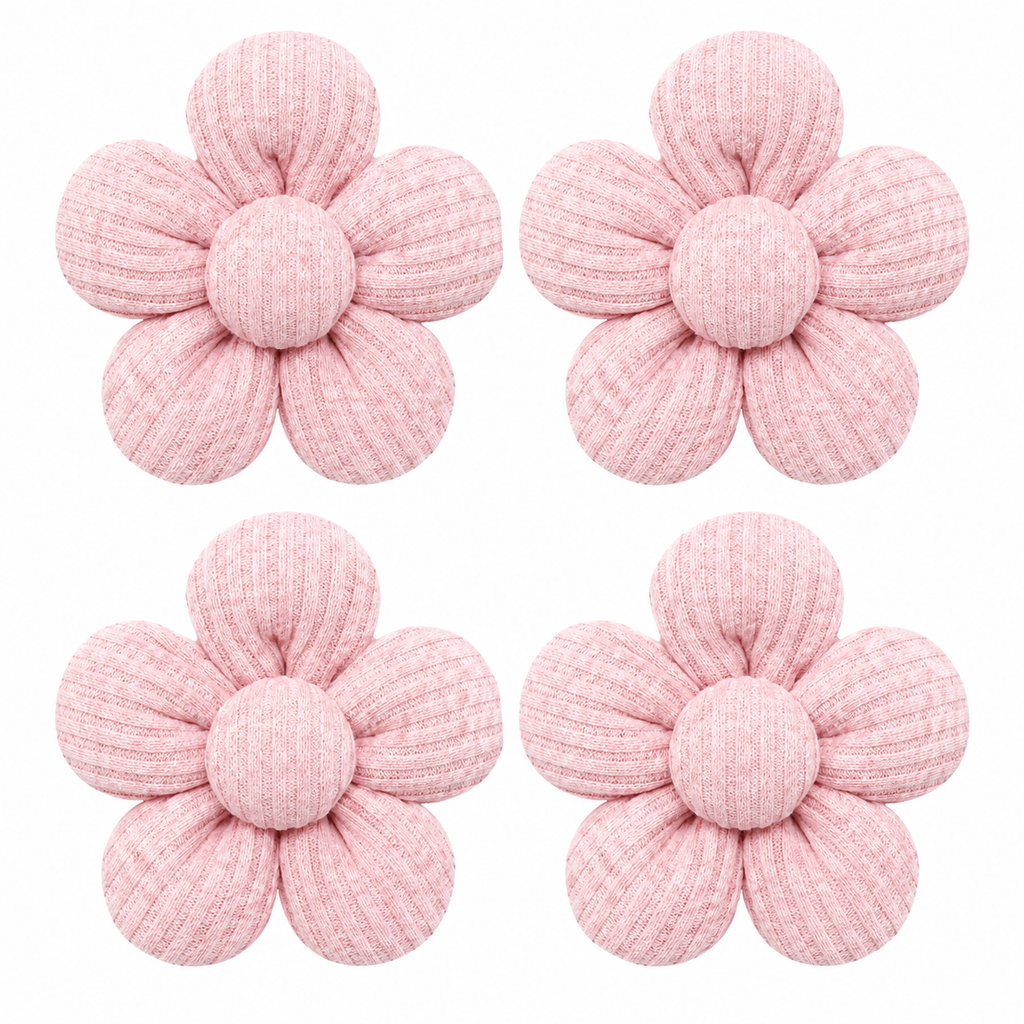 Fold Paws Flower Dog Bows – Pack of 4 Cute Ribbed Pet Bows