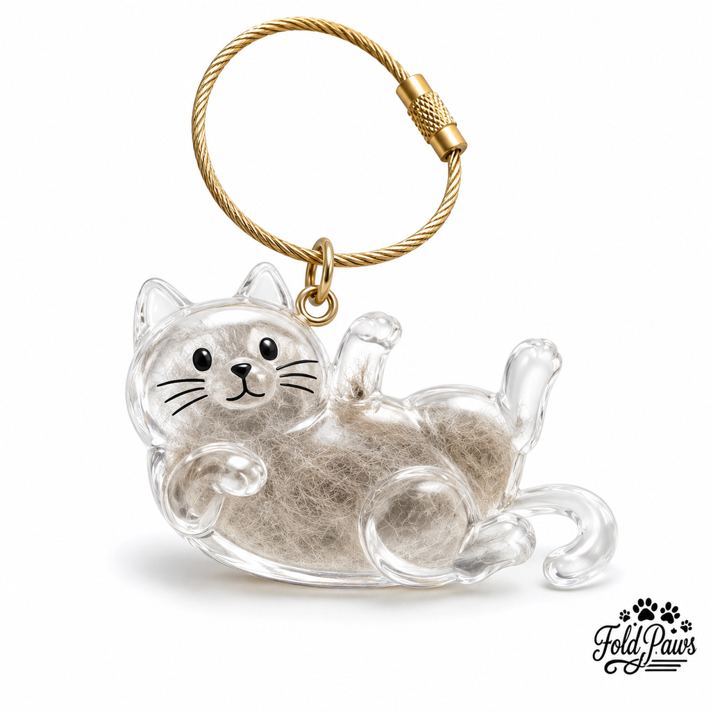 Fold Paws Pet Fur Keepsake Keychain