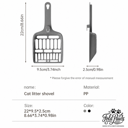 Fold Paws Cat Litter Scoop with Hook - Wide Slotted PP Litter Shovel