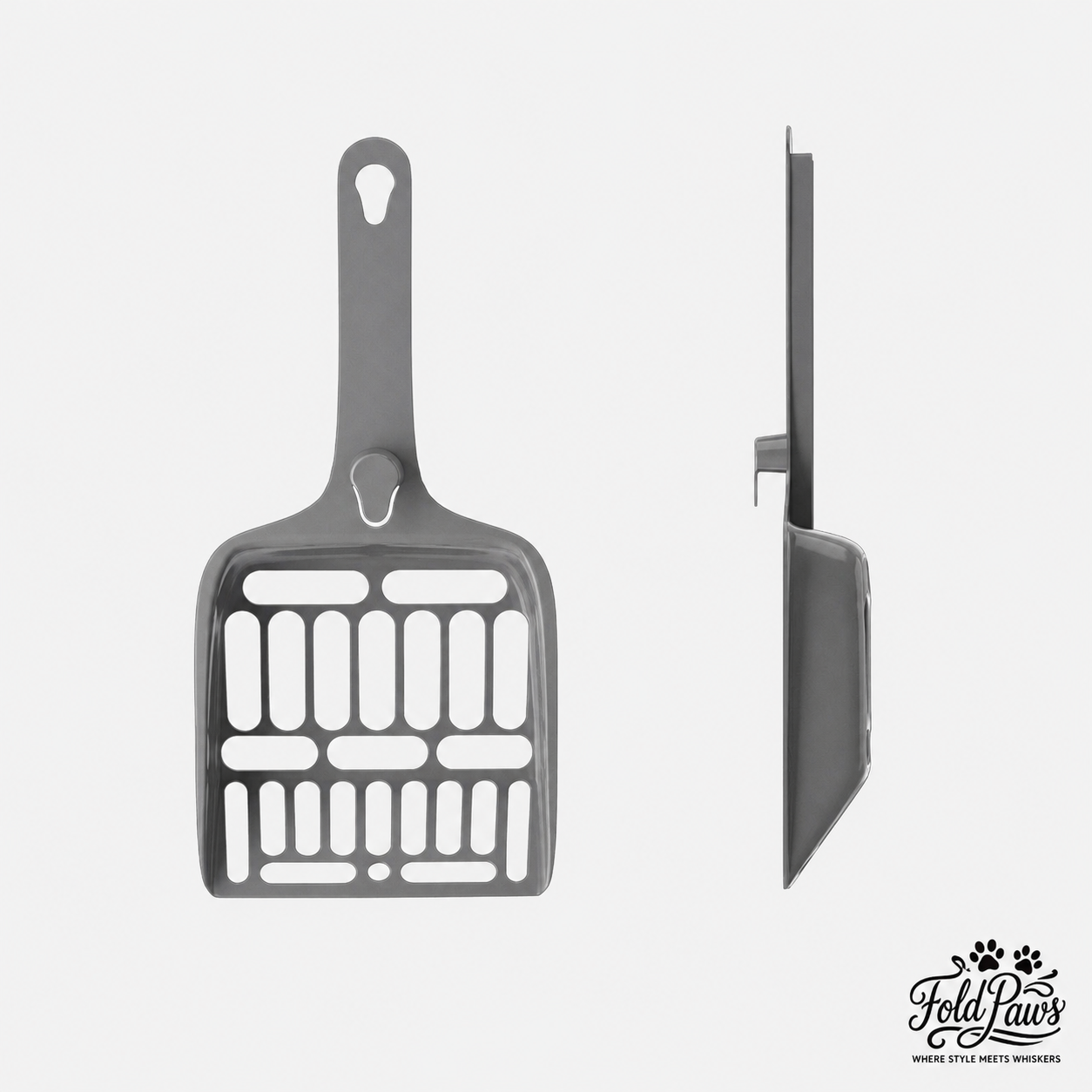 Fold Paws Cat Litter Scoop with Hook - Wide Slotted PP Litter Shovel
