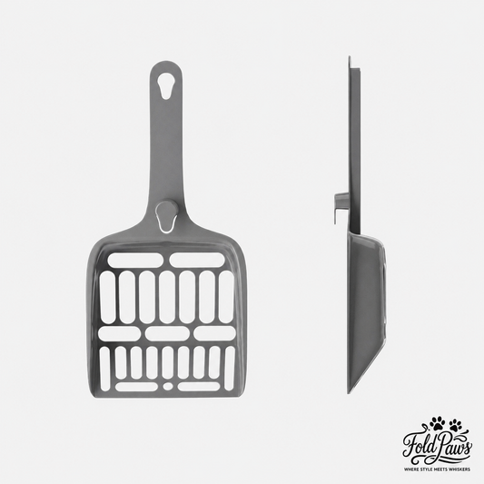 Fold Paws Cat Litter Scoop with Hook - Wide Slotted PP Litter Shovel