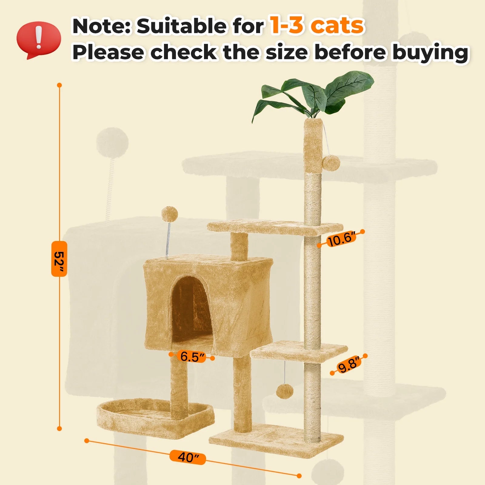 Cozy Green Leaf Cat Tree Tower with Scratching Posts and Hang Ball