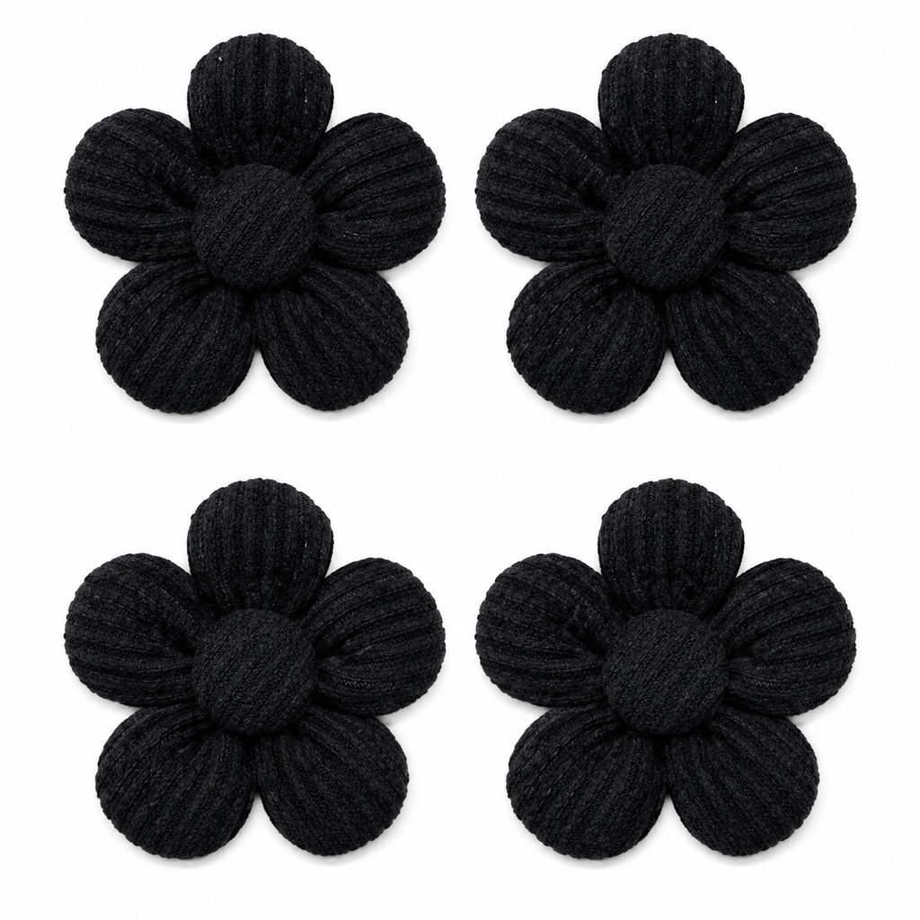 Fold Paws Flower Dog Bows – Pack of 4 Cute Ribbed Pet Bows