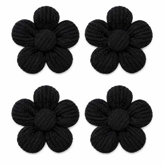 Fold Paws Flower Dog Bows – Pack of 4 Cute Ribbed Pet Bows