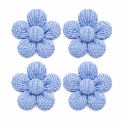 Soft blue flower pet hair bows pack of 4 on white background
