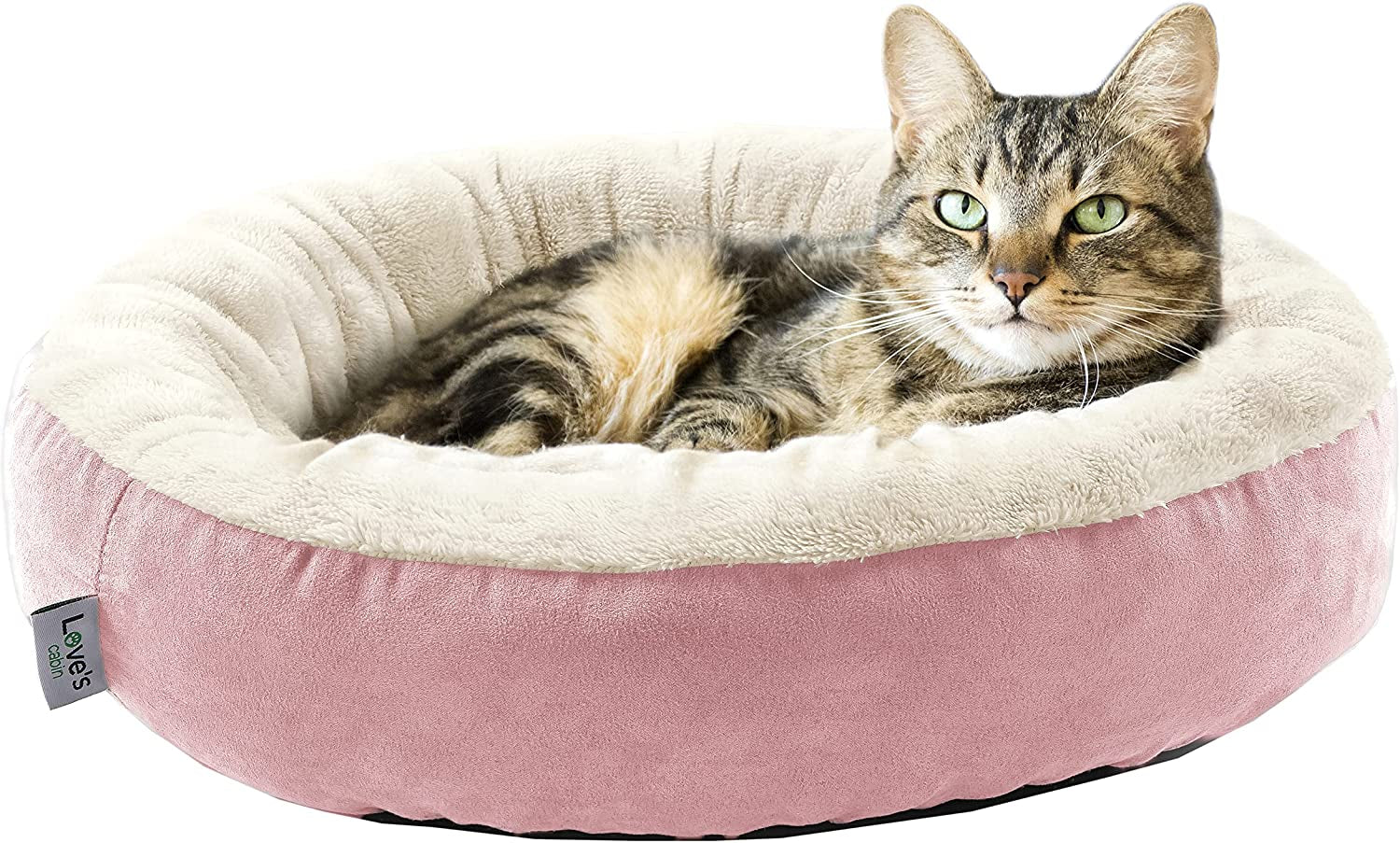 Love'S Cabin round Donut Cat and Dog Cushion Bed, 20In Bed for Cats or Small Dogs, Anti-Slip & Water-Resistant Bottom, Super Soft Durable Fabric Pet Beds, Washable Luxury Cat & Dog Bed Gray