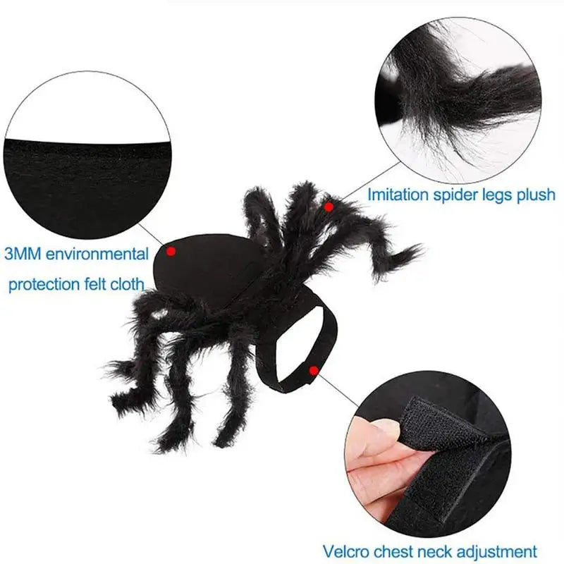 Halloween Pet Spider Costume Simulation Black Spooky Spider Clothes Dressing for Dogs Cats Party Cosplay Props Funny Outfit