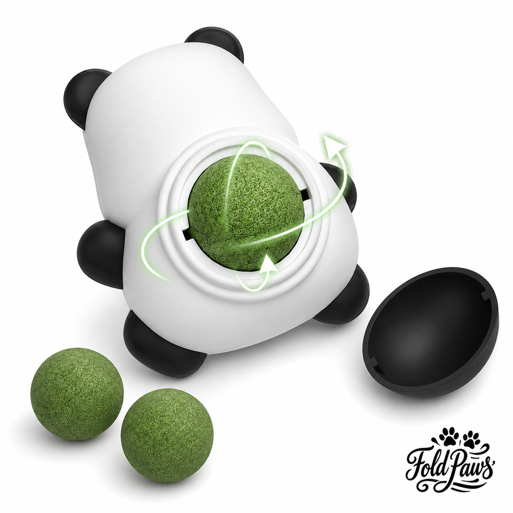 Fold Paws Panda Rotating Catnip Wall Toy – 360° Catnip Ball for Cats
