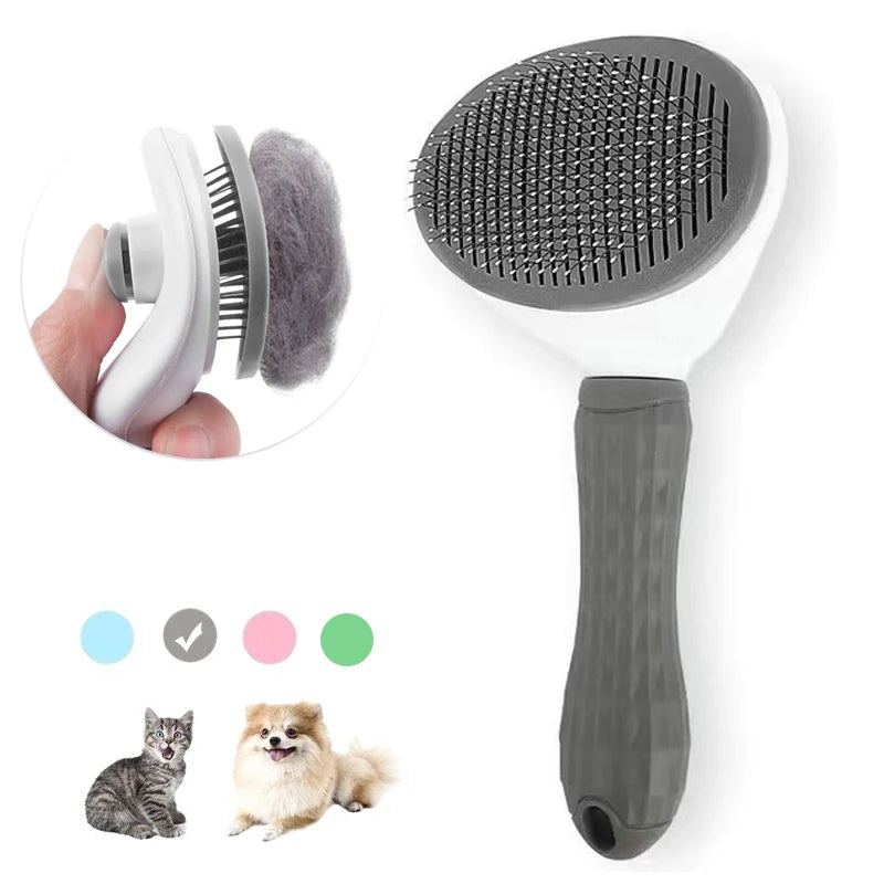 Cat Brush Remove Hair Pet Hair Removal Comb for Cats Non-Slip Grooming Brush Stainless Steel