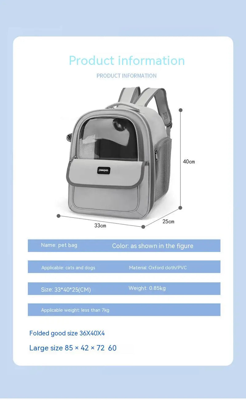 Premium Transparent Cat Carrier Backpack - Spacious, Breathable, and Portable Pet Travel Bag