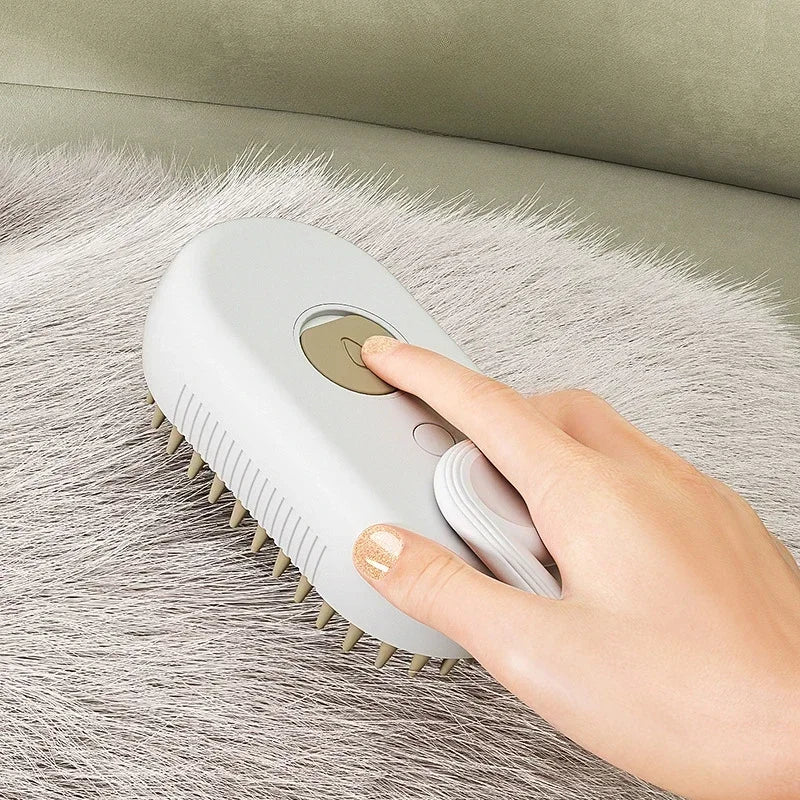 3-in-1 Cat & Dog Massage Brush with Steam Spray - Rotatable Hair Removal & Bath Comb