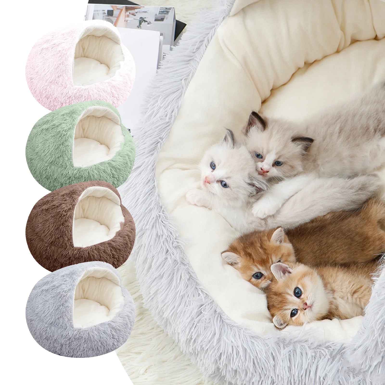 Calming Dog Beds & Cat Cave | Hooded, Washable, Anti-Slip Design for Pets