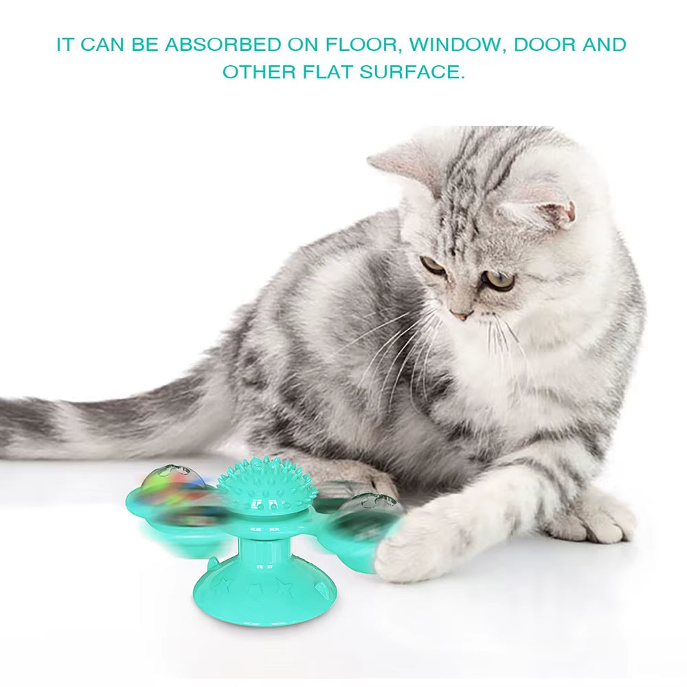 Rotatable Cat Windmill Toy | Fun, Massage, LED & Catnip