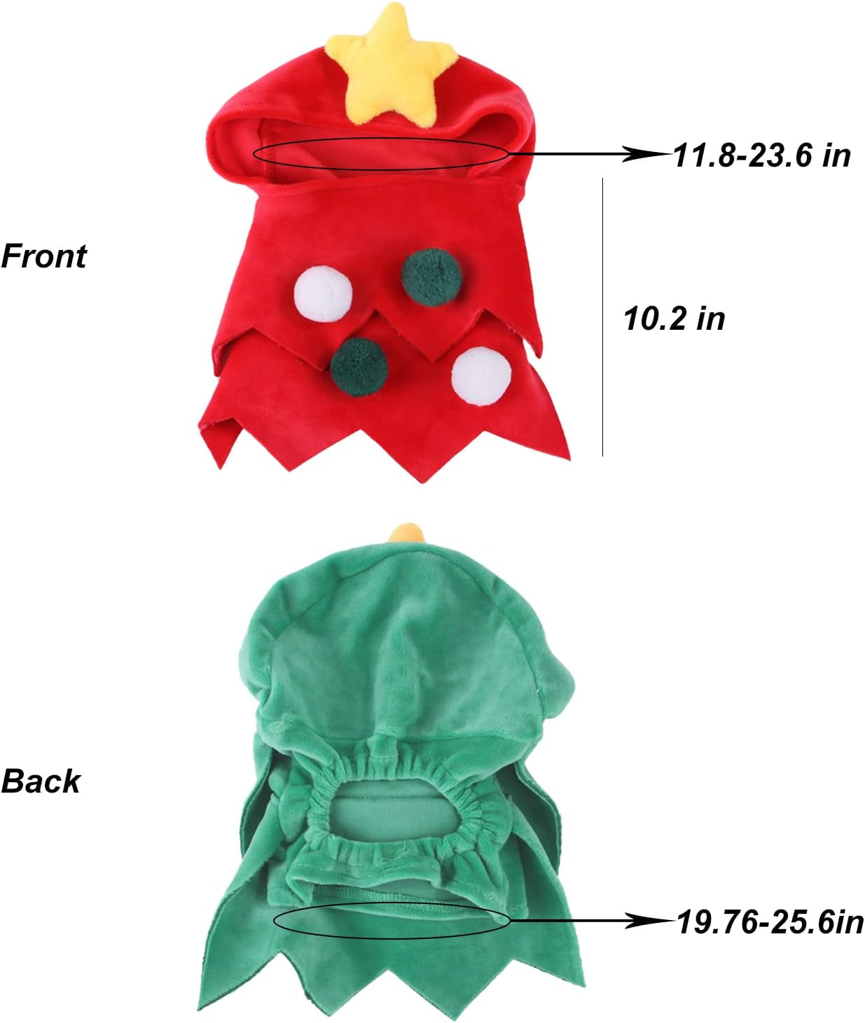 Christmas Pet Costume, Dog Cat Christmas Tree Costume Cat Christmas Hat Christmas Pet Costume Accessory for Christmas Decoration Pet Christmas Party Cosplay Supplies for Small Cats Dogs (Red)