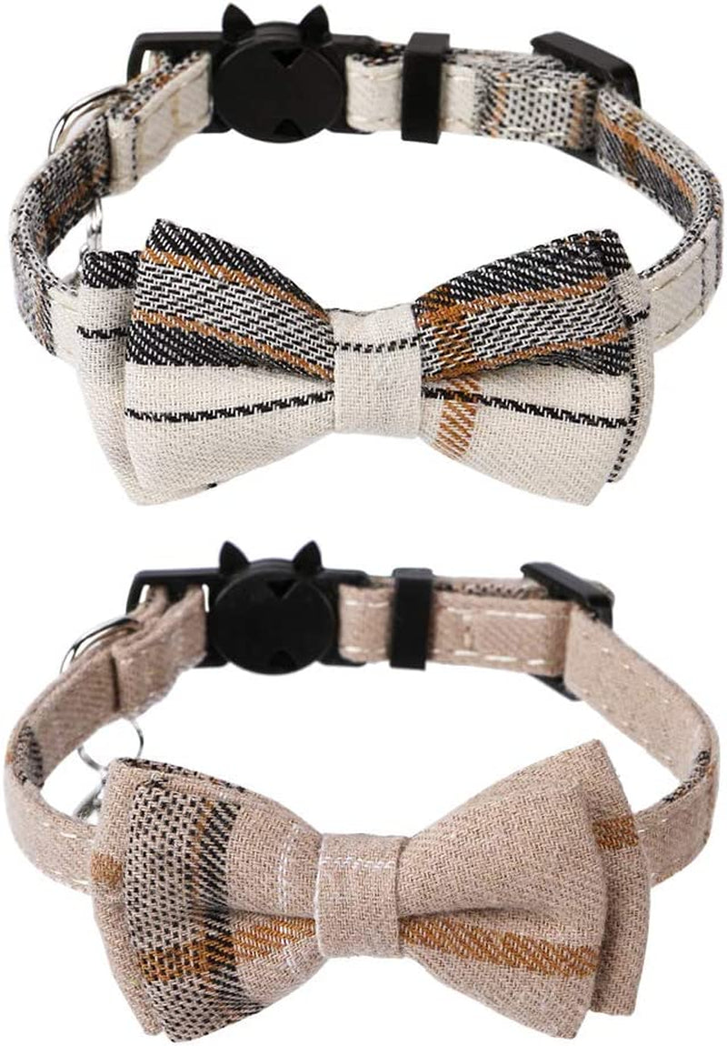 Breakaway Cat Collar with Bells - 2 Pack Cat Collar with Bells, Cat Collars with Bandana, Accessories for Pet Collars, Adjustable for Cats and Small Dogs