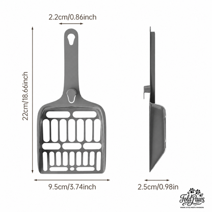 Fold Paws Cat Litter Scoop with Hook - Wide Slotted PP Litter Shovel