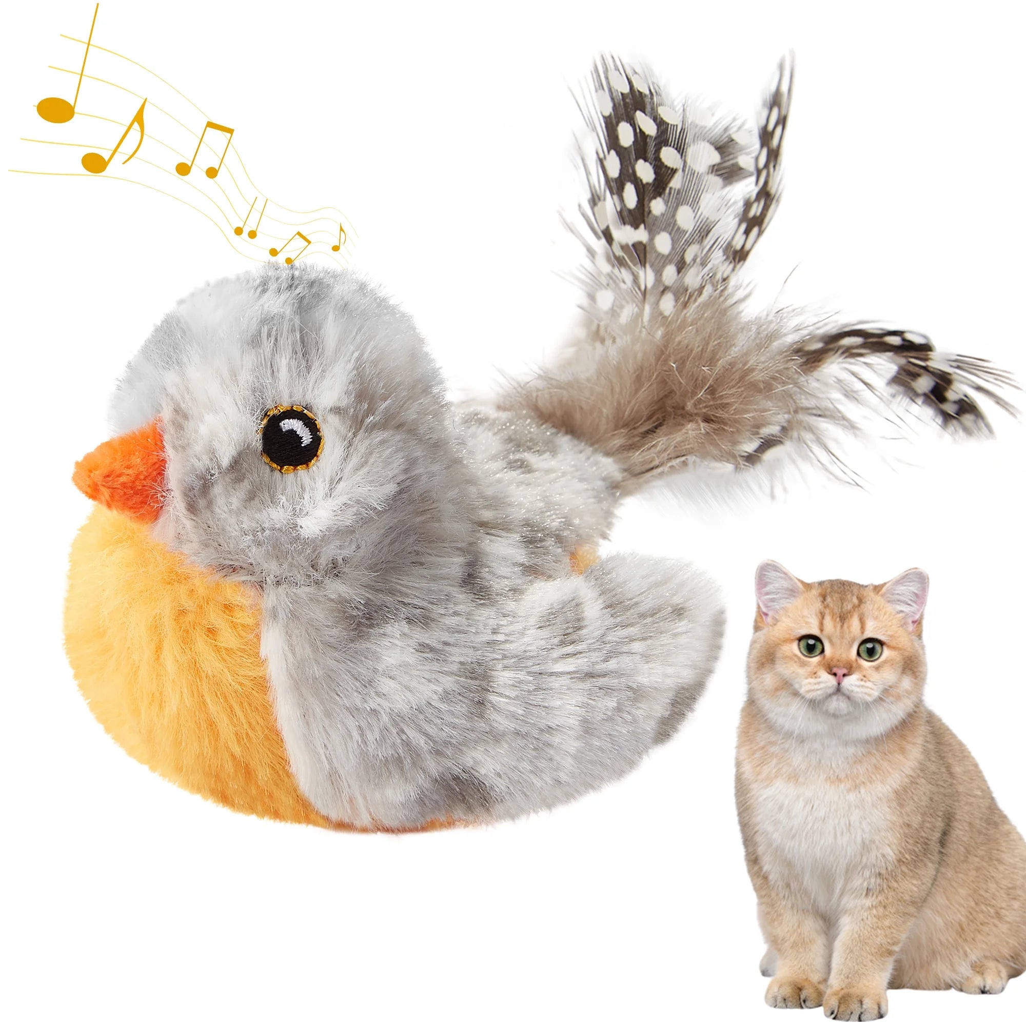 Interactive Cat Toys Grey Bird Cat Toy Sound Automatic Melody Chaser Kitten 