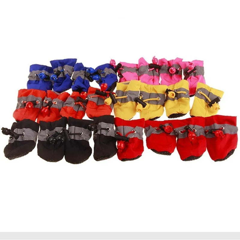 4Pcs/Set Waterproof Pet Dog/Cat Shoes Anti-Slip Rain Boots Footwear