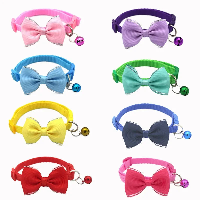 Adorable Multicolor Adjustable Pet Bow Bell Collars - Perfect Accessories for Your Furry Friends!