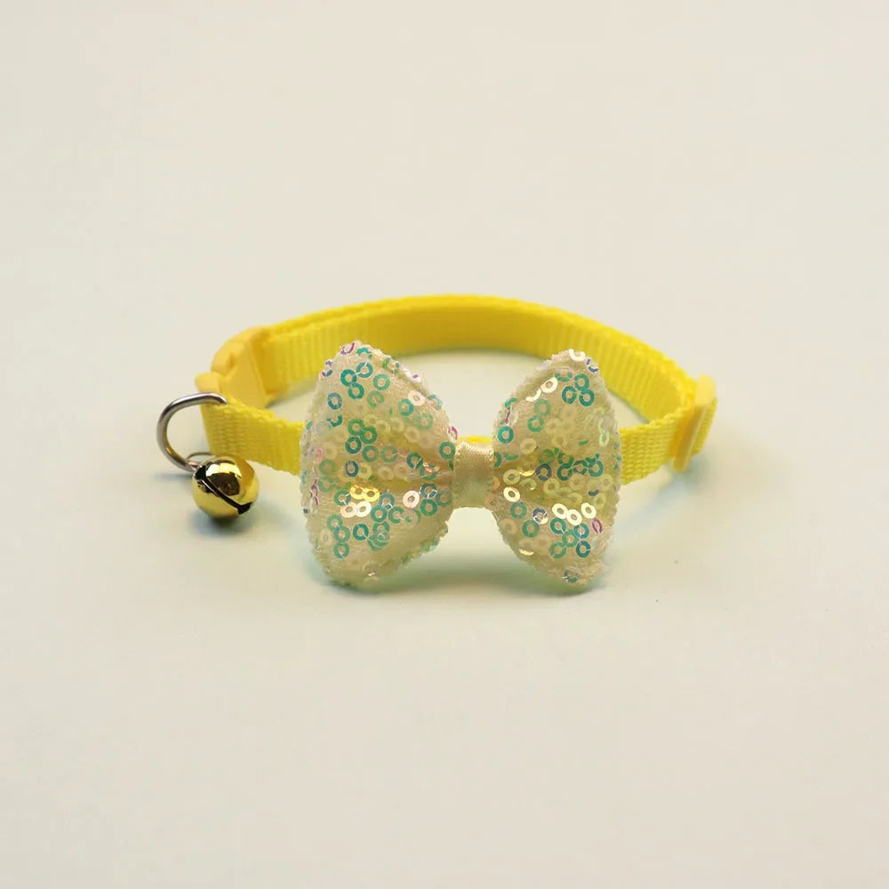 Adorable Multicolor Adjustable Pet Bow Bell Collars - Perfect Accessories for Your Furry Friends!