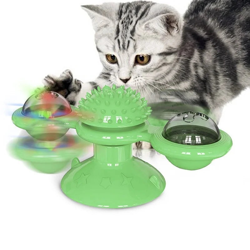 Windmill Cat Toy Interactive Pet Toys for Cats Puzzle Cat Game Toy with Whirligig Turntable for Kitten Brush Teeth Pet Supplies