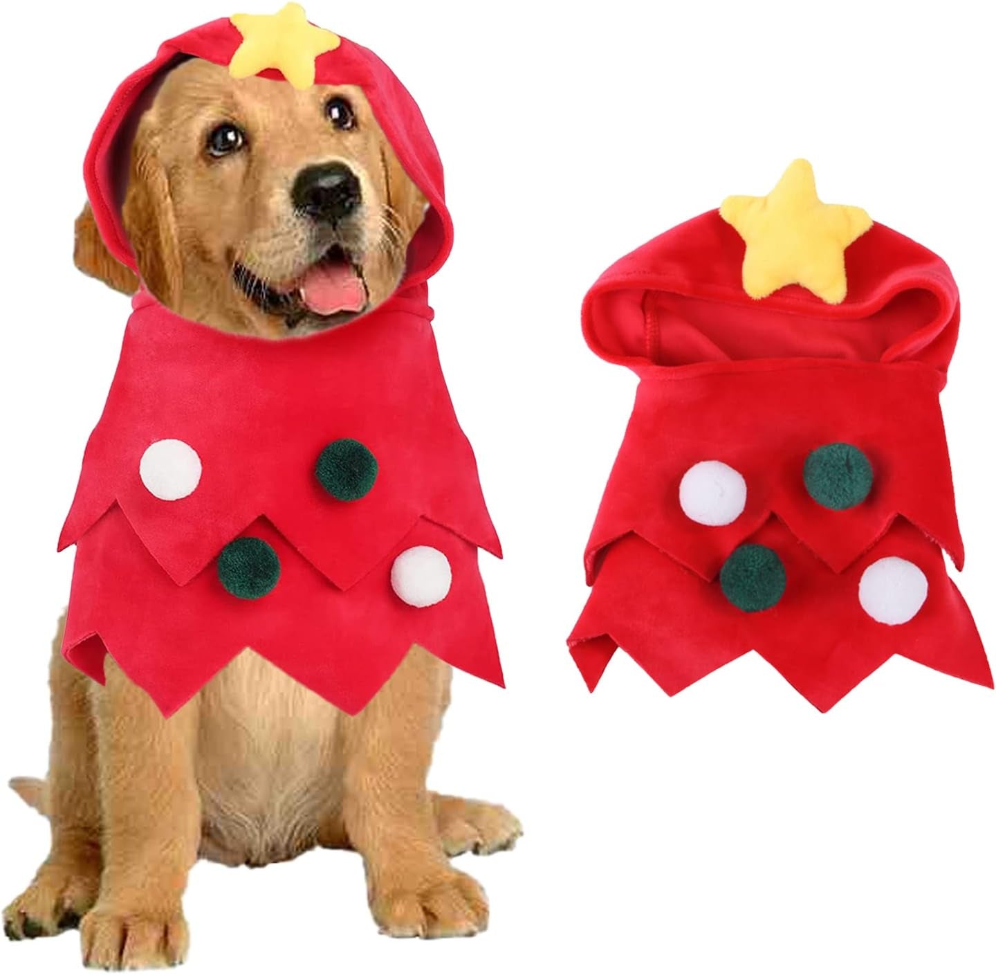 Christmas Pet Costume, Dog Cat Christmas Tree Costume Cat Christmas Hat Christmas Pet Costume Accessory for Christmas Decoration Pet Christmas Party Cosplay Supplies for Small Cats Dogs (Red)