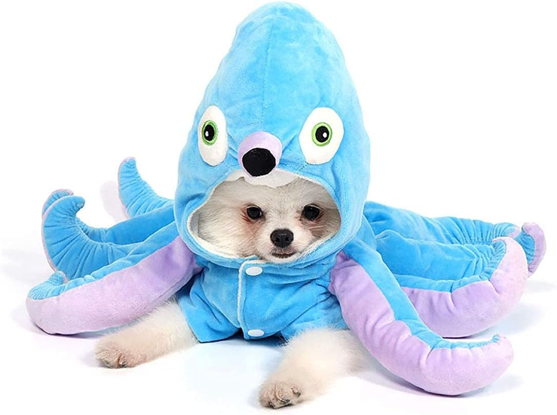 Dog Octopus Costume Pet Halloween Christmas Cosplay Costumes Funny Puppy Cat Winter Coat Hoodie Outfits Clothes