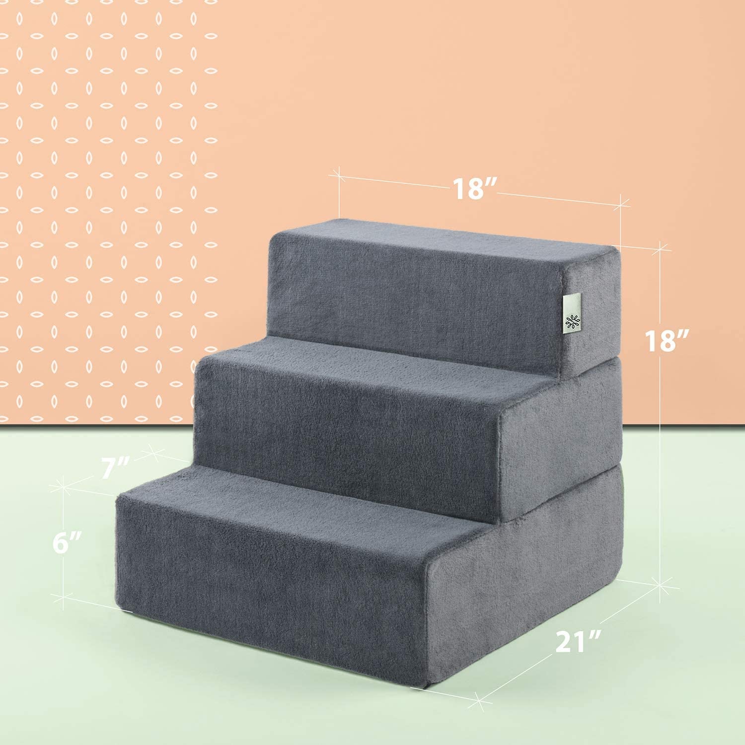 Zinus Easy Pet Stairs / Pet Ramp / Pet Ladder, Medium, Charcoal