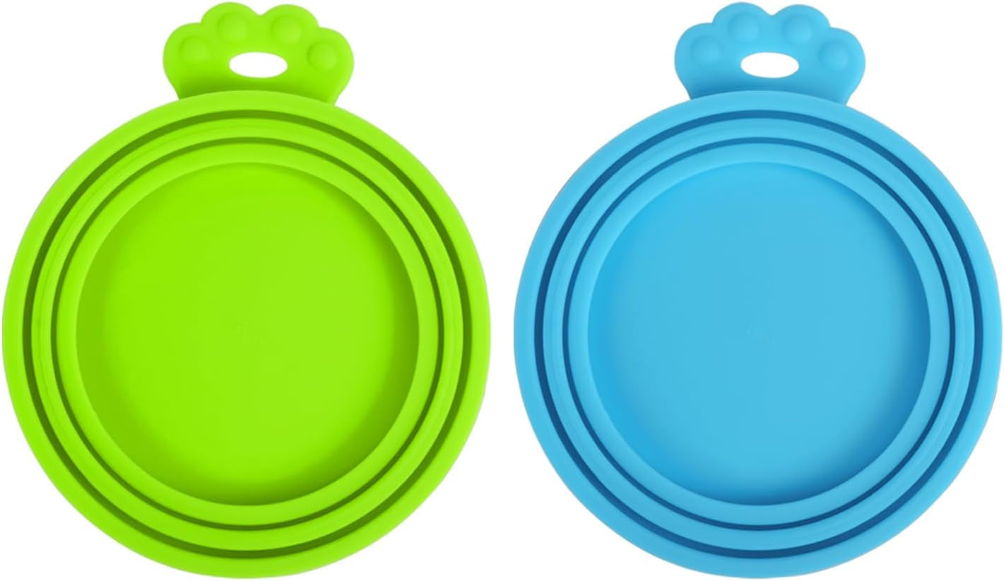 Petbonus 4 Packs Silicone Pet Can Lids, Dog Cat Food Can Cover, Universal Size Can Tops, 1 Fit 3 Standard Size Food Cans, BPA Free Dishwasher Safe (Blue, Green, Orange, Pink)