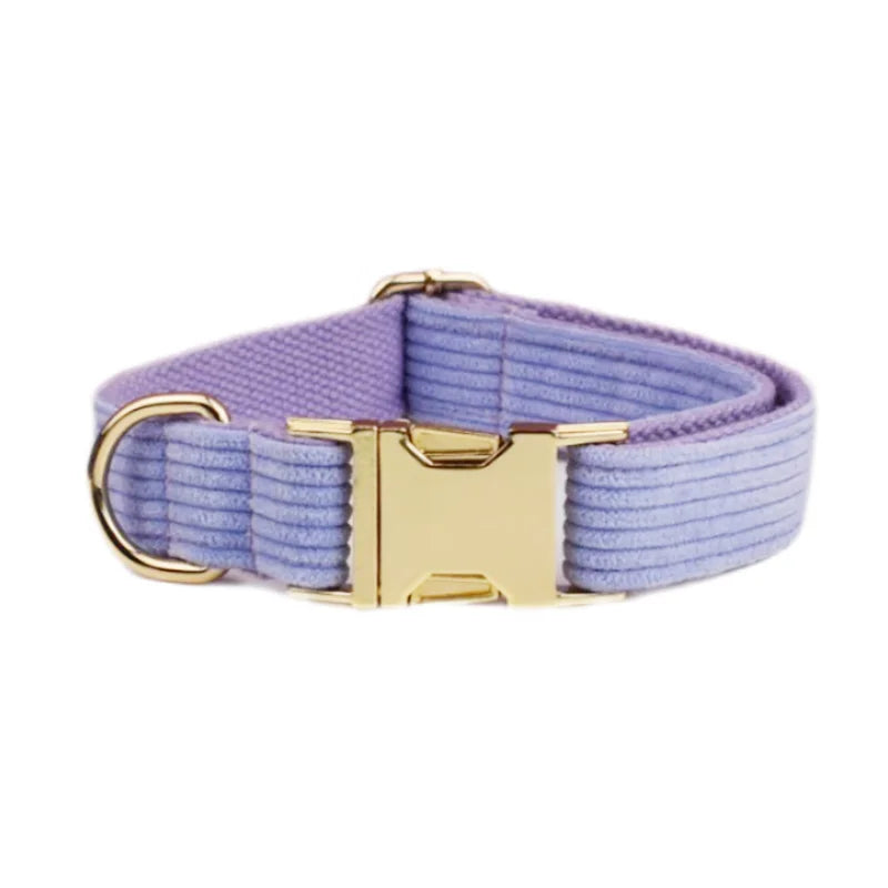 Purple Corduroy Velvet Dog Collar and Leash Set for Dogs Custom Engraved Nameplate Pet Supplies Dog Leash Corduroy09