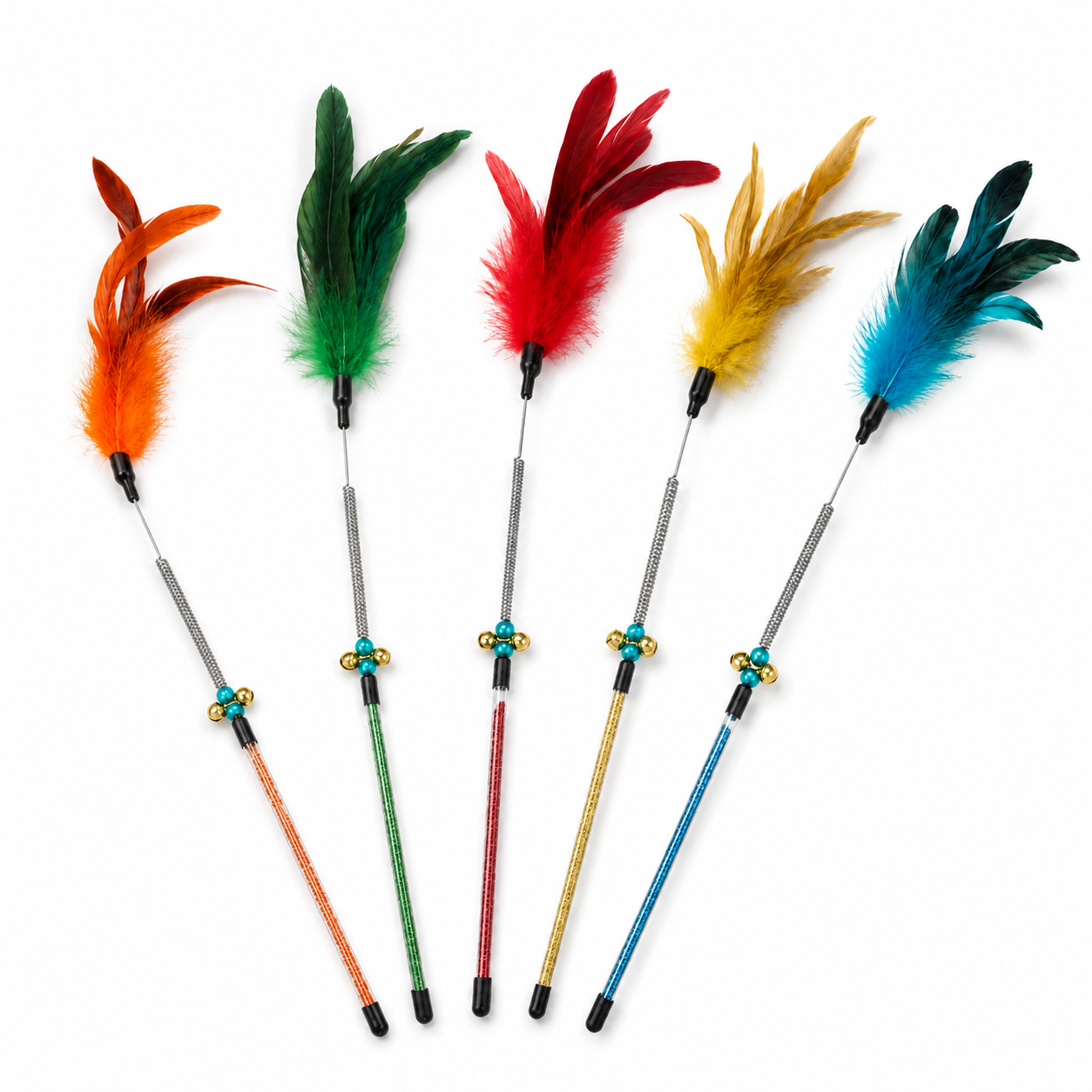 Fold Paws Sparkle & Pounce Interactive Feather Wand Cat Toy