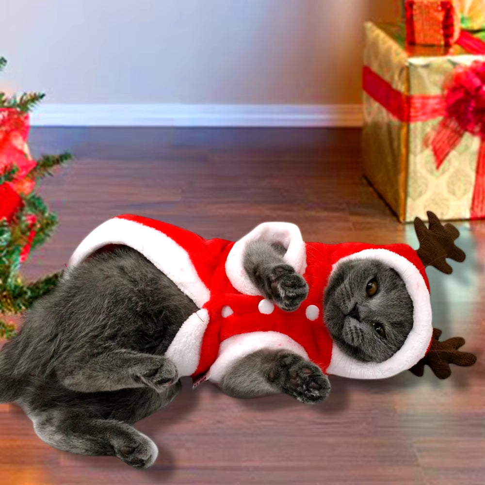 Christmas Cat Clothes Small Dogs Cats Santa Costume Kitten Puppy Outfit Hoodie Warm Pet Dog Clothes Clothing Accessories