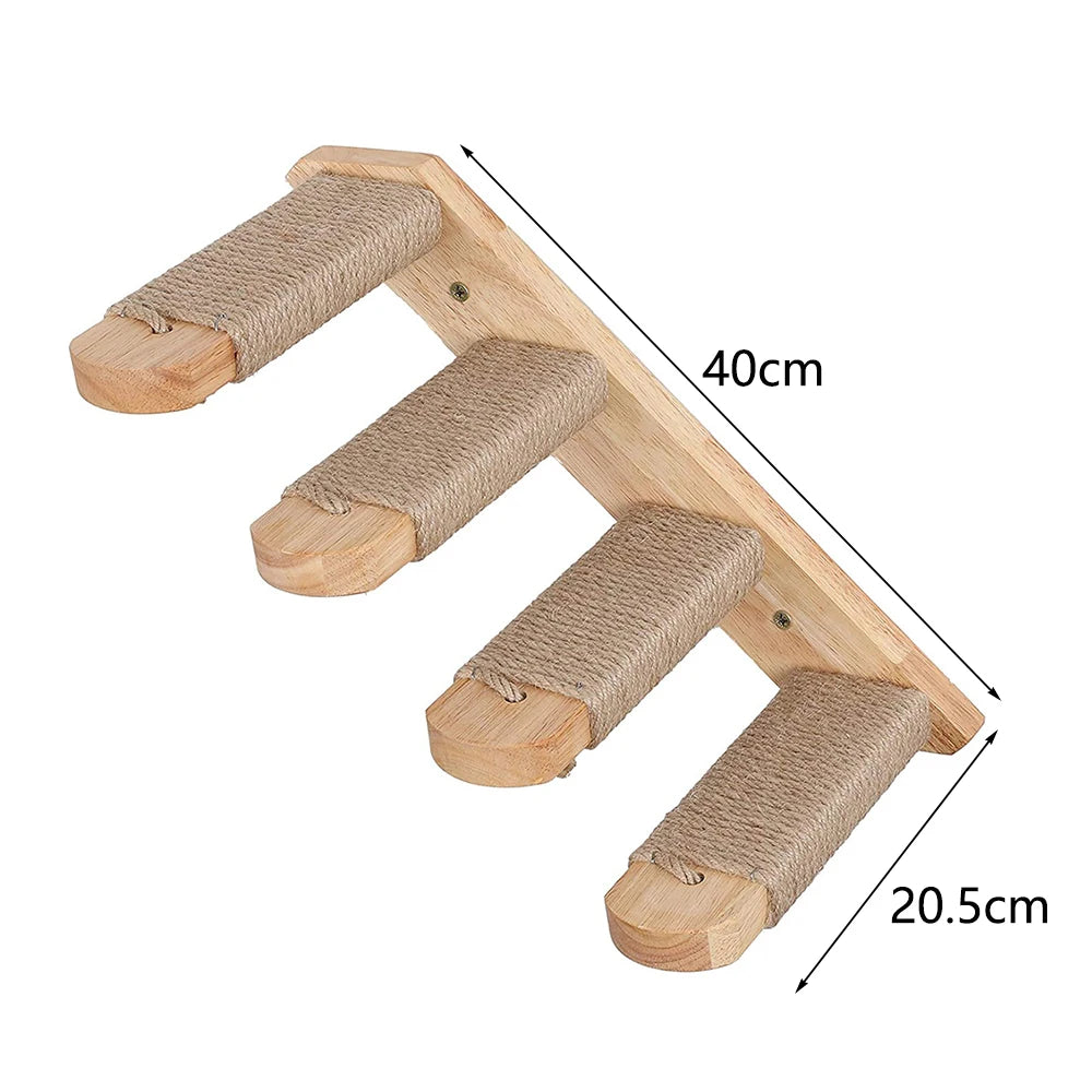 Cat Wall Furniture Climbing Shelf Wall Mounted Steps Stairway with Sisal Rope Scratching Grinding Claws Toy