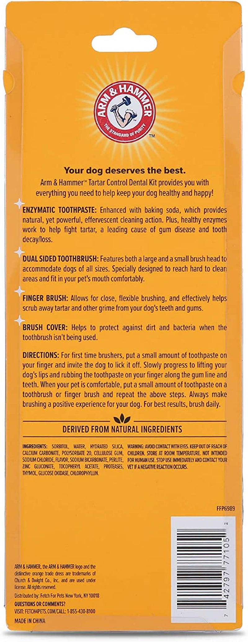 Arm & Hammer for Pets Tartar Control Kit for Dogs | Contains Toothpaste, Toothbrush & Fingerbrush | Reduces Plaque & Tartar Buildup, 3-Piece Kit, Banana Mint Flavor