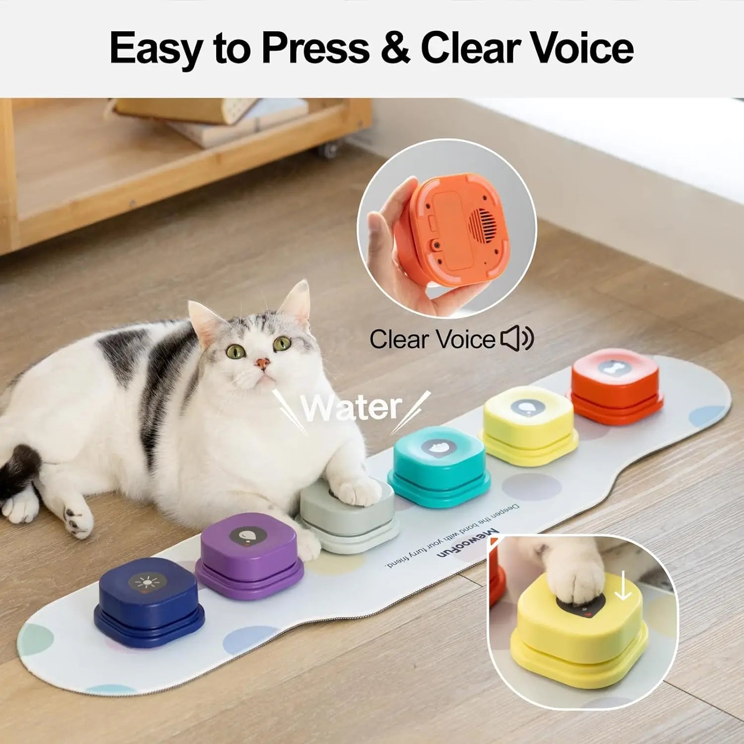 Voice Recording Button Pet Toys Dog Buttons for Communication Pet Training Buzzer Recordable Talking Button with Mat